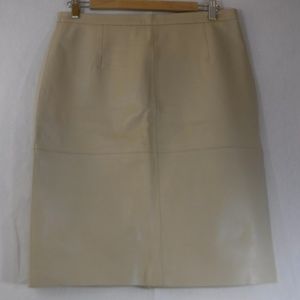 Excelled Leather Midi Skirt in Light Tan Size 14